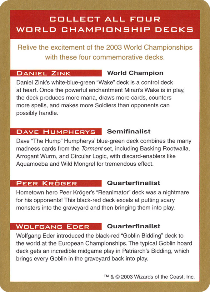 2003 World Championships Ad Token
