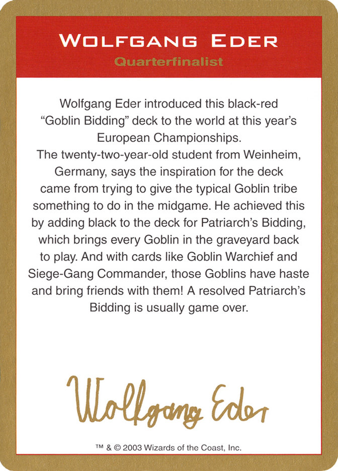 Wolfgang Eder Bio Token